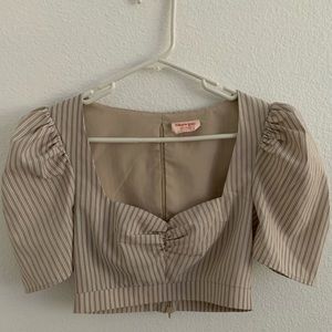 Light brown stripped crop top
